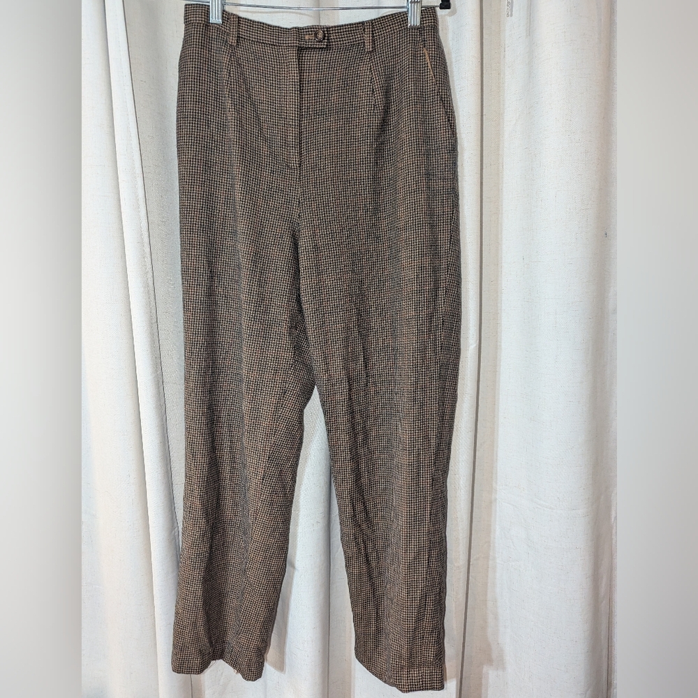Virgin Wool Herringbone Plaid Pendleton Trousers Academia Vintage